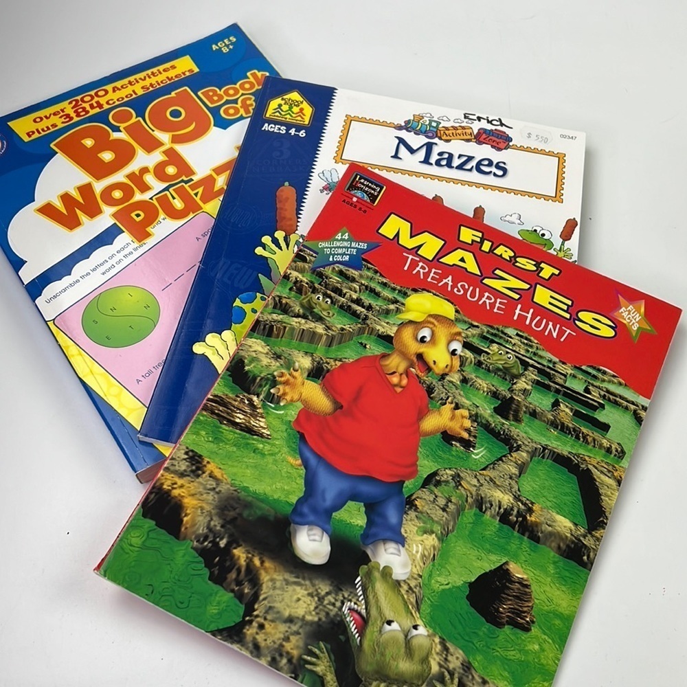 Bundle of 3 Kids Puzzle and Maze  Books